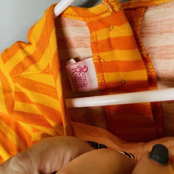 RicRac & Ruffles girls 2T 24 Mo orange striped plaid fall one piece romper - Picture 5 of 7